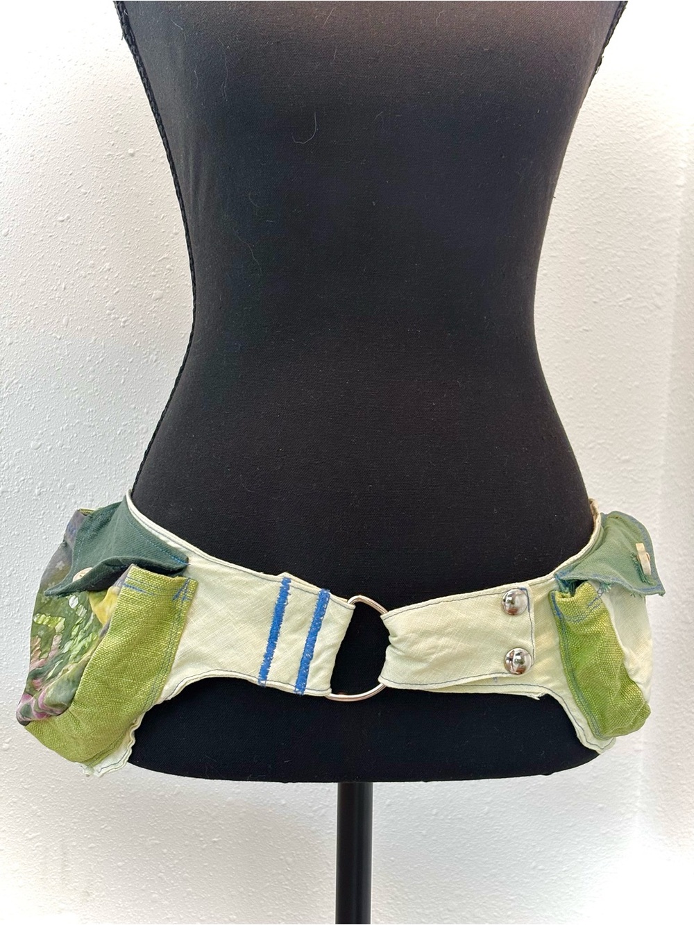 Canvas Belt bag with O-Ring Closure in Lime and Cream